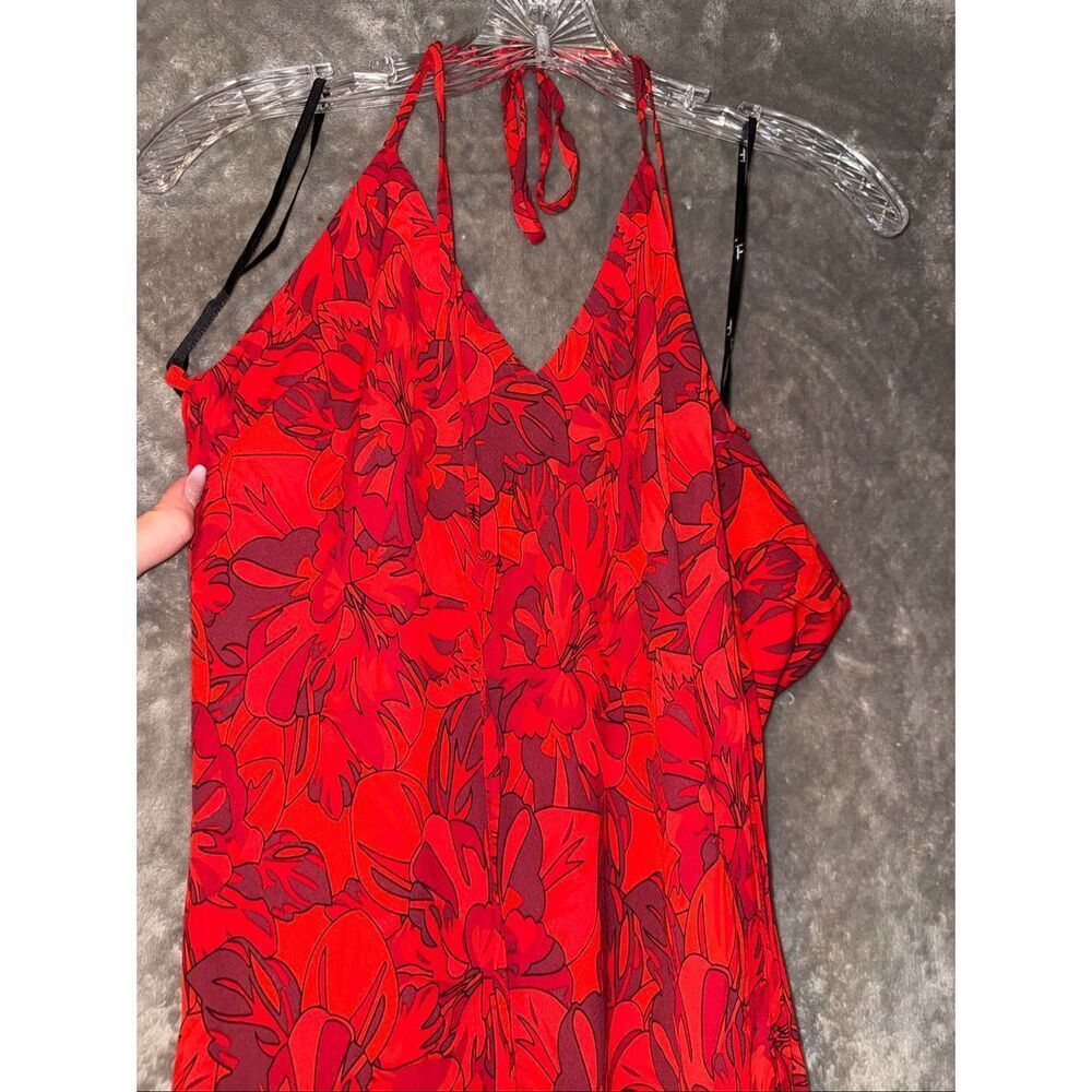 Lulu’s Sunset the Mood Red Multi Floral Print Lace-Up Maxi Dress Small #767 - Picture 7 of 11